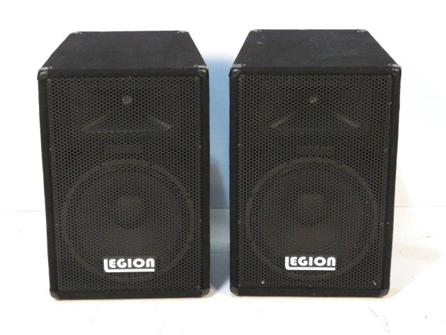 Pair LEGION SSP-15 LOUDSPEAKERS: Pair Legion loud speakers. Part of a collection from the estate of a local musician with a home music studio. Please read condition below.