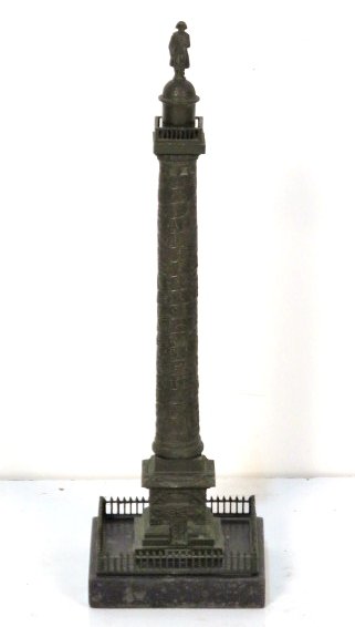 19th c. BRONZE GRAND TOUR MODEL PLACE VENDOME: Place Vendome column with Napoleon. 18 1/4"h.