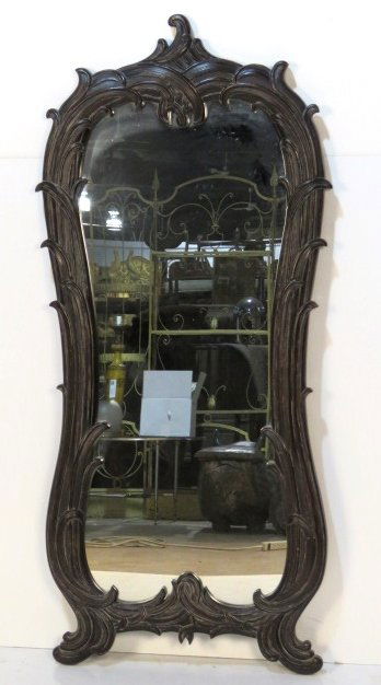 SERGE ROCHE STYLE BLACK FRAME MIRROR: Molded polyresin. 61 1/2"h. x 28"w.