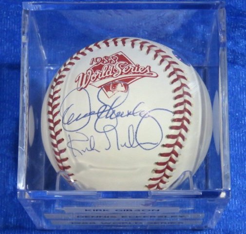 KIRK GIBSON, DENNIS ECKERSLEY AUTOGRAPHED BASEBALL: COA included. Hologram.