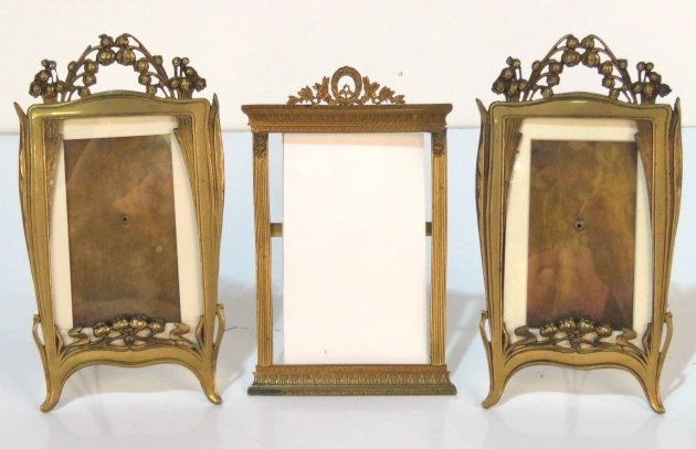 3 ANTIQUE BRONZE PICTURE FRAMES: 3 bronze picture frames. 9 5/8"h. x 5 5/8"w.