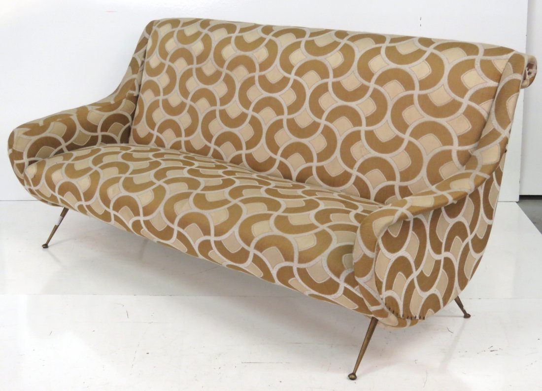 ITALIAN MODERN GIO PONTI STYLE BRASS LEG SOFA (1 of 5)