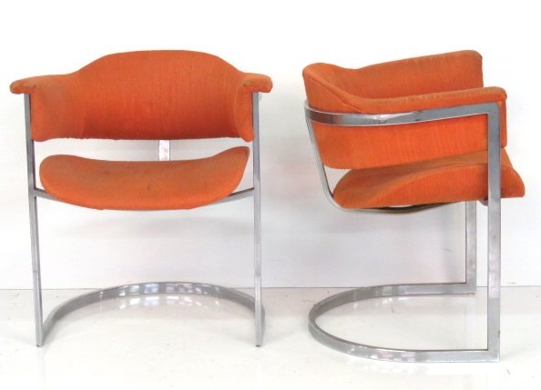 Pair ITALIAN MODERN CHROME ARMCHAIRS (1 of 6)