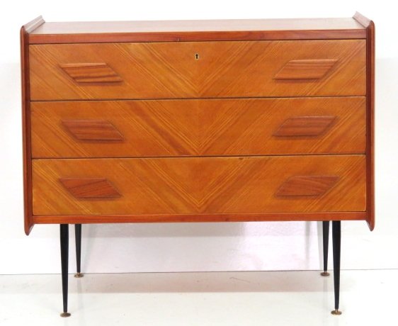 ITALIAN MODERN TEAK 3 DRAWER CHEST (1 of 5)