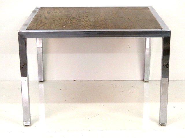 MODERN DESIGN OAK TOP CHROME DINING TABLE (1 of 6)
