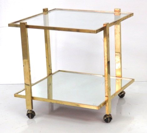 ITALIAN MODERN BRASS & GLASS SQUARE TABLE (1 of 3)