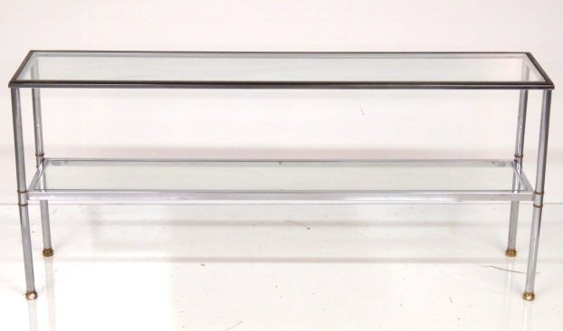 JANSEN STYLE CHROME & GLASS SOFA TABLE (1 of 4)