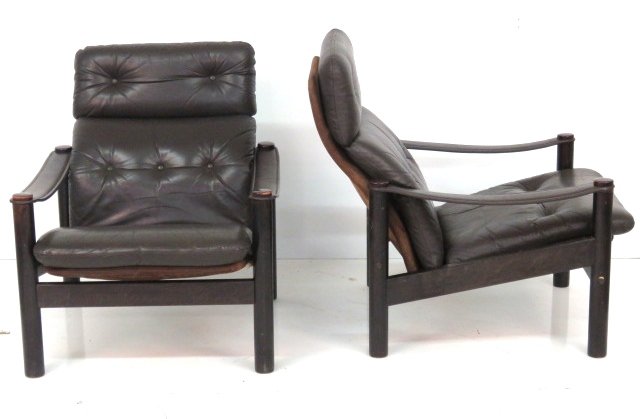 Pair MODERN LEATHER SCANDINAVIAN LOUNGE CHAIRS (1 of 5)