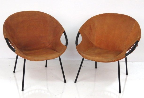 Pair ITALIAN MODERN IRON & SUEDE LOUNGE CHAIRS (1 of 4)