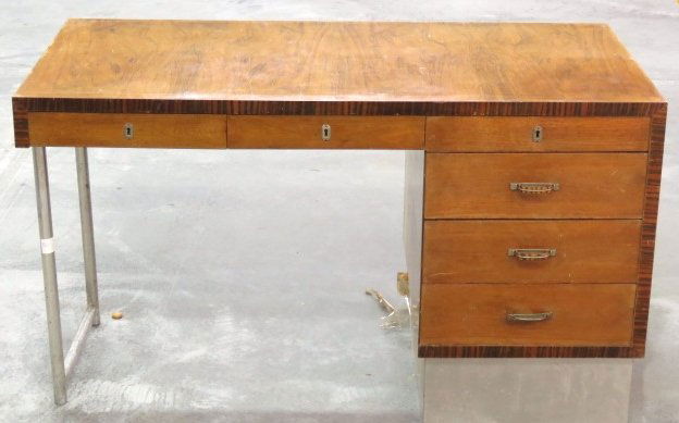 ITALIAN ART DECO CHROME & WALNUT DESK (1 of 8)