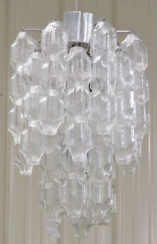ITALIAN MODERN CHANDELIER w/ GLASS PENDANTS (1 of 3)