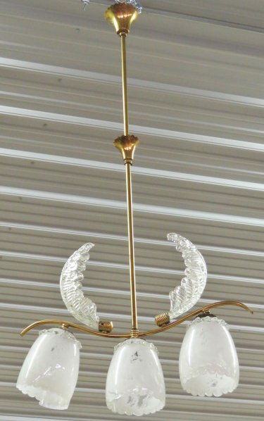 ITALIAN MODERN HANGING LIGHT w/ GLASS SHADES (1 of 2)