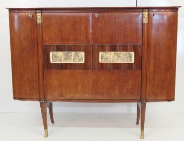 ITALIAN ART DECO MAHOGANY BAR CABINET (1 of 10)