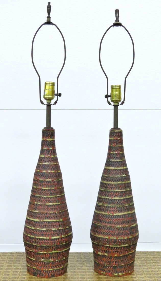 PAIR EUGENIO PATTARINO RAYMOR POTTERY LAMPS (1 of 5)