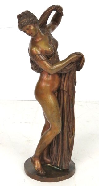 ANTIQUE 23" FRENCH BRONZE of a CLASSICAL MAIDEN (1 of 6)