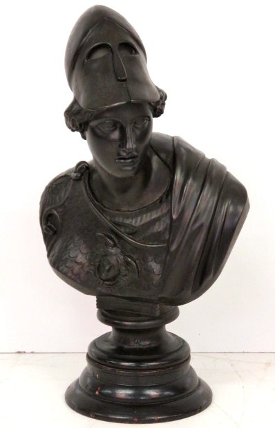 ANTIQUE 28" SPELTER BUST of a ROMAN SOLDIER (1 of 7)