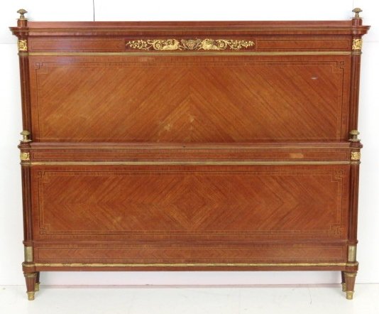 ANTIQUE FRENCH BRONZE MOUNTED INLAID BED (1 of 7)