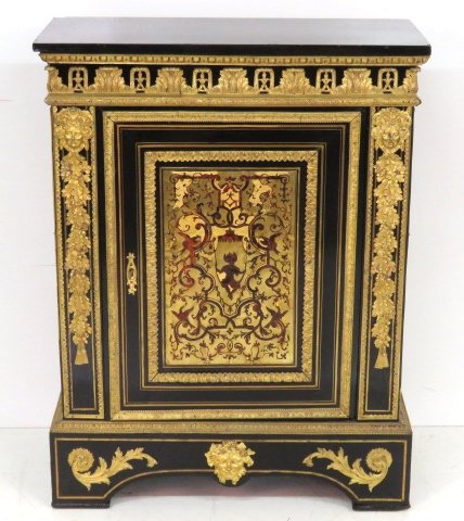 19th c. FRENCH BRONZE MOUNTED BOULLE INLAID CABINET (1 of 8)