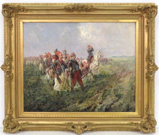 ANTIQUE OIL PAINTING OF A MILITARY BRIGADE (1 of 9)
