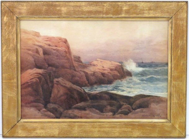 MELBOURNE H. HARDWICK WATERCOLOR ROCKY COASTLINE (1 of 6)