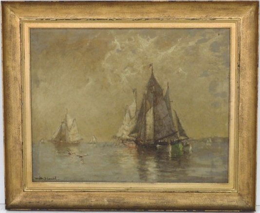 WALTER FRANKLIN LANSIL OIL PAINTING FISHING FLEET (1 of 9)
