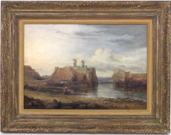 19th c. SCOTTISH LANDSCAPE PAINTING DUNBAR CASTLE (1 of 7)