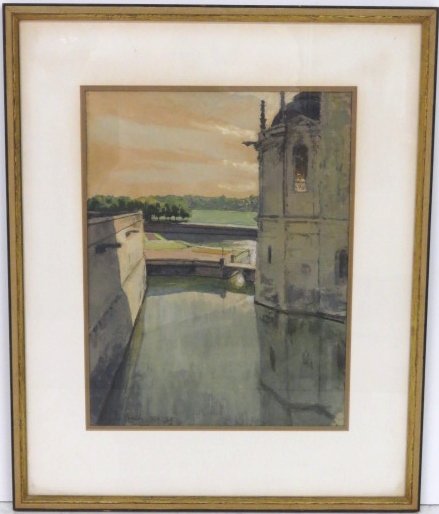 ALEXANDER BENOIS WATERCOLOR CASTLE MOAT (1 of 4)