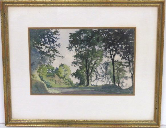 ALEXANDER BENOIS WATERCOLOR LANDSCAPE w/ TREES (1 of 3)