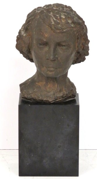 1954 BRONZE SCULPTURE of a LADY'S HEAD (1 of 8)