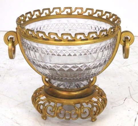 ANTIQUE FRENCH CHINOISERIE BRONZE & CRYSTAL BOWL (1 of 5)