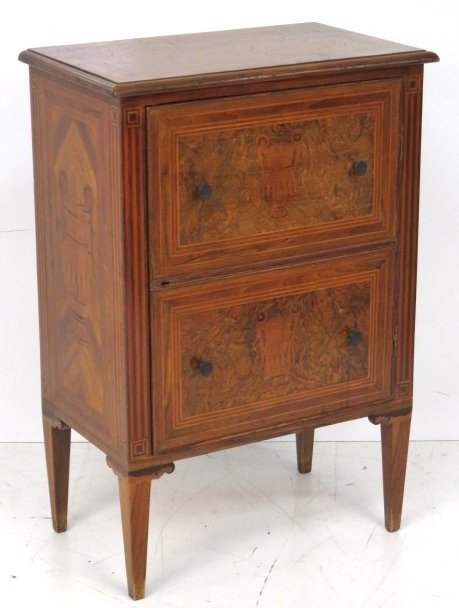 ANTIQUE CONTINENTAL BURL WOOD CABINET (1 of 5)
