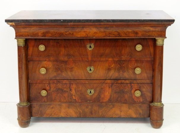 19th c. FRENCH EMPIRE STYLE MARBLETOP COMMODE (1 of 9)