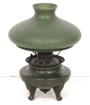 BRADLEY & HUBBARD OIL LAMP w/ HANDEL SHADE (1 of 9)