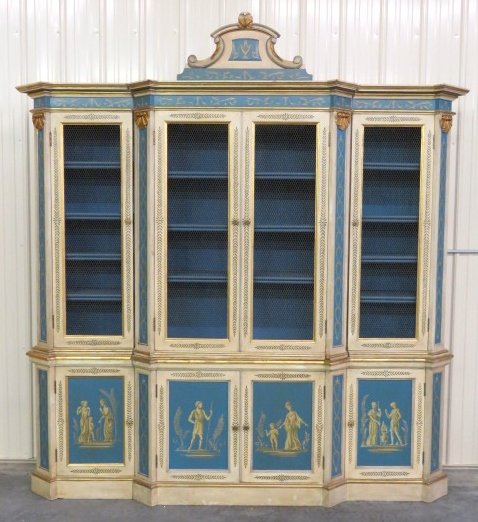 NEOCLASSICAL STYLE PAINT DECORATED BREAKFRONT (1 of 8)