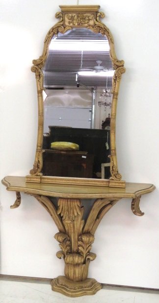 PLUME CARVED CONSOLE & MIRROR (1 of 3)