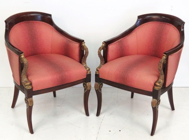 Pair FRENCH EMPIRE STYLE BERGERES w/ DOLPHINS (1 of 3)