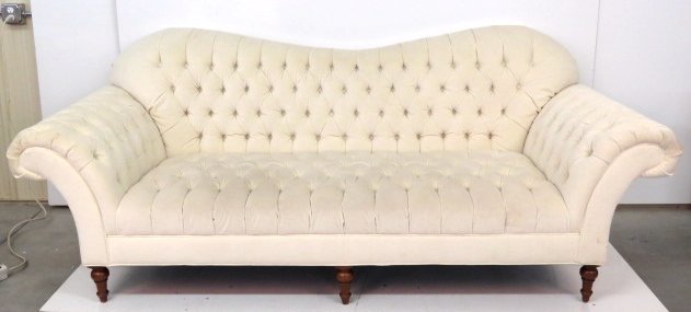 8 foot ENGLISH STYLE TUFTED UPHOLSTERED SOFA (1 of 7)