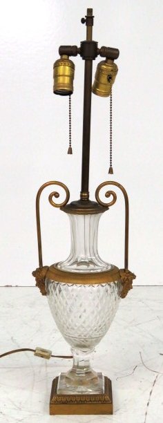 ANTIQUE GILT BRONZE MOUNTED FRENCH CRYSTAL LAMP (1 of 5)