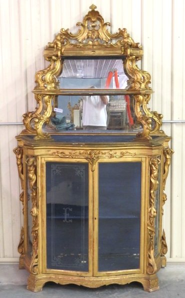 19th c. ITALIAN FIGURAL GILT CARVED ETAGERE (1 of 9)
