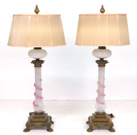 Pair DOROTHY LERNER MURANO GLASS & BRONZE LAMPS (1 of 4)