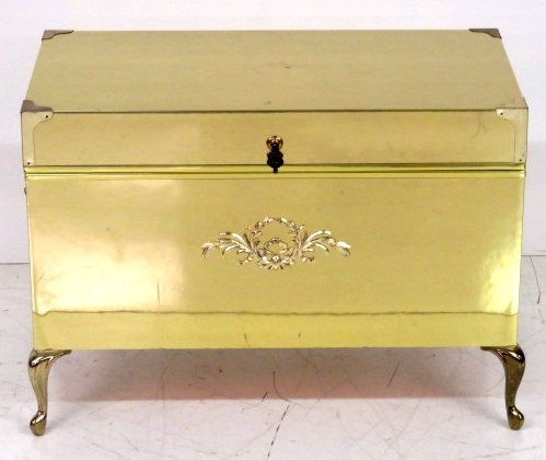 French Style Brass Clad Trunk Form Cedar Chest Aug 23 2015 Ss
