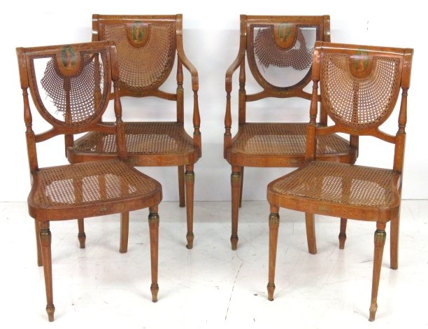 4 ADAMS STYLE PAINT DECORATED CHAIRS (1 of 4)