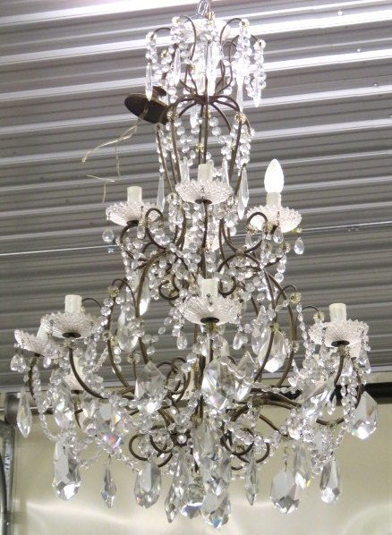 ITALIAN WROUGHT IRON & CRYSTAL CHANDELIER (1 of 4)