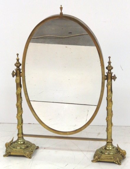 ANTIQUE FRENCH BRASS MILLINERY MIRROR (1 of 4)
