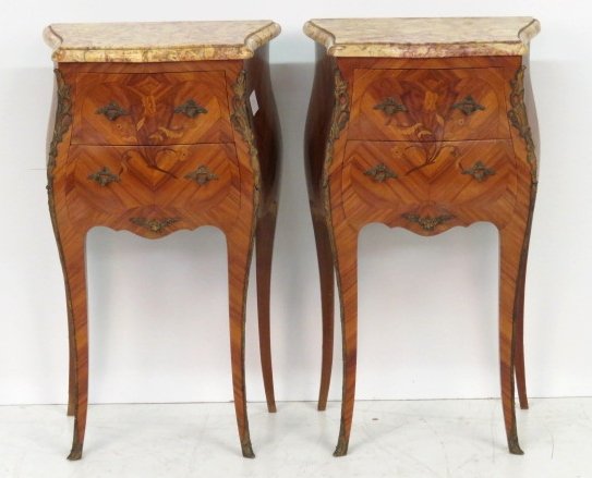 Pair ANTIQUE FRENCH INLAID MARBLETOP STANDS (1 of 8)