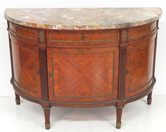 ANTIQUE FRENCH DEMILUNE MARBLETOP COMMODE (1 of 6)