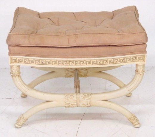 REGENCY STYLE CREAM PAINTED CERULE STOOL (1 of 3)