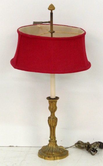 ANTIQUE FRENCH GILT BRONZE CANDLESTICK LAMP (1 of 3)