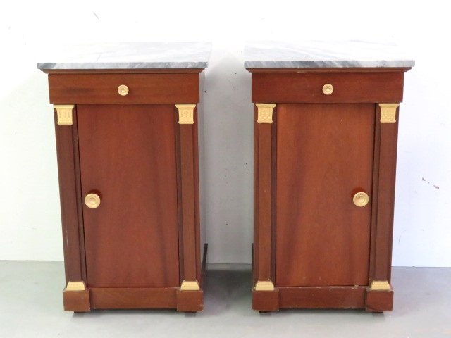 Pair FRENCH EMPIRE STYLE MARBLETOP STANDS (1 of 7)