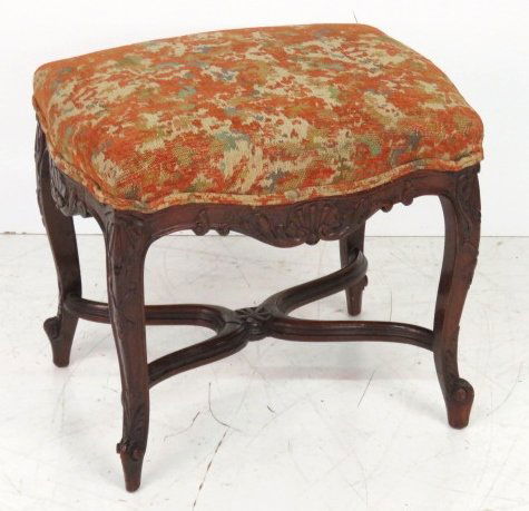 LOUIS XV STYLE CARVED WALNUT STOOL (1 of 5)